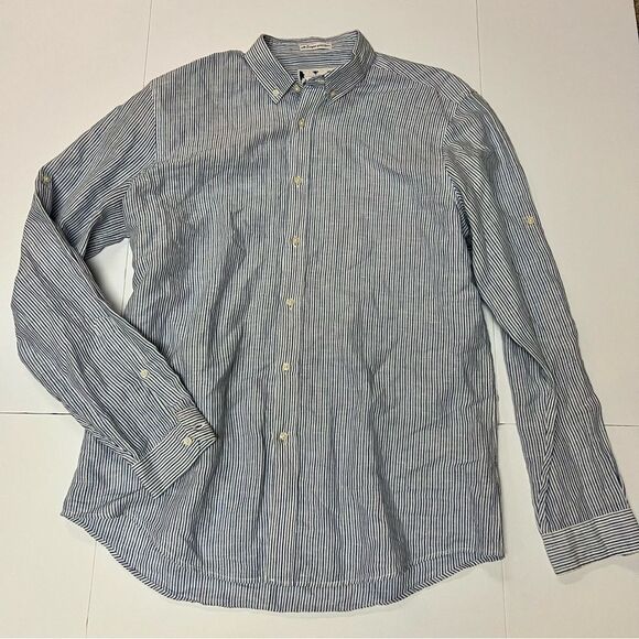 Zara Men’s Large Blue Striped Shirt - Picture 1 of 4